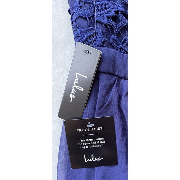 NWT Lulus Romantic Tale Navy Blue Lace Skater Dress - Picture 12 of 15
